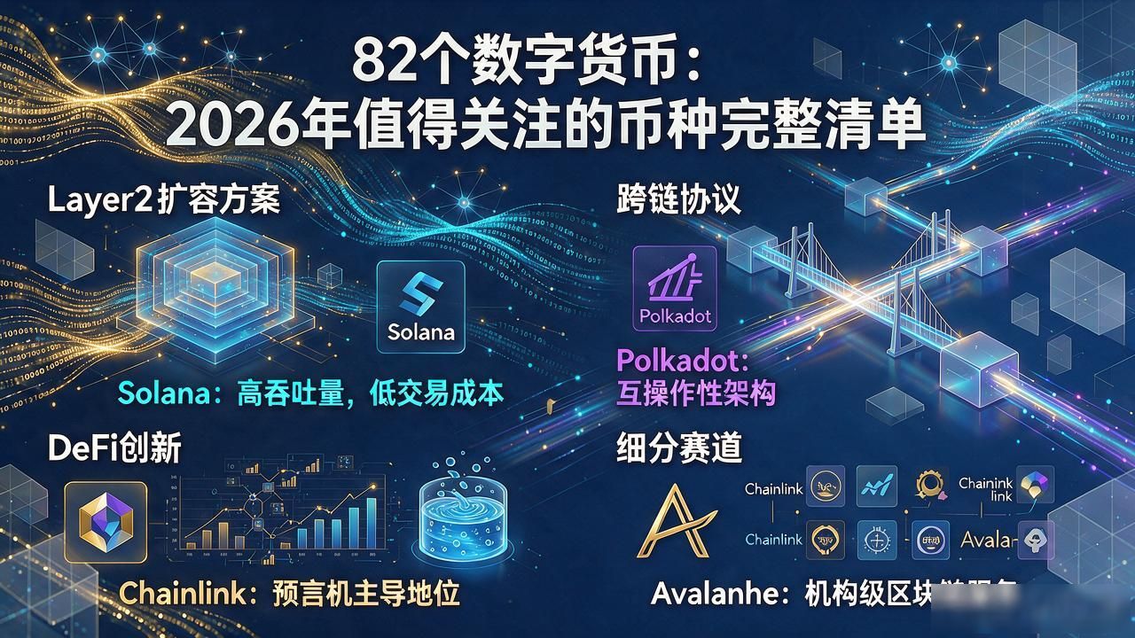 82个数字货币大全：2026年值得关注的币种完整清单
