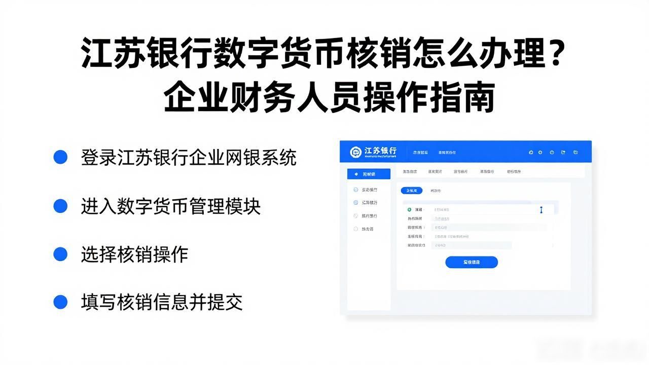 江苏银行数字货币核销怎么办理？企业财务人员操作指南