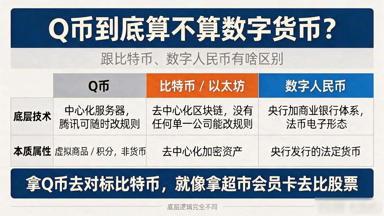 Q币到底算不算数字货币？跟比特币、数字人民币有啥区别