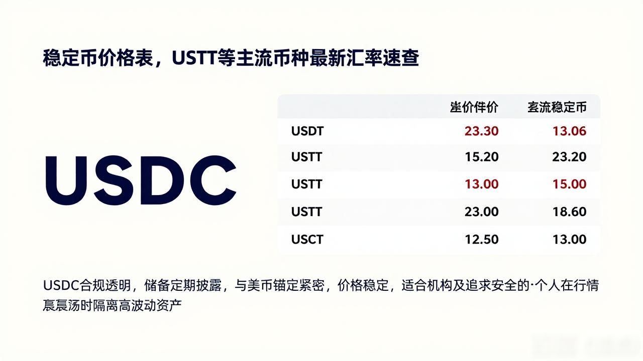 稳定币价格表大全，USDT等主流币种最新汇率速查