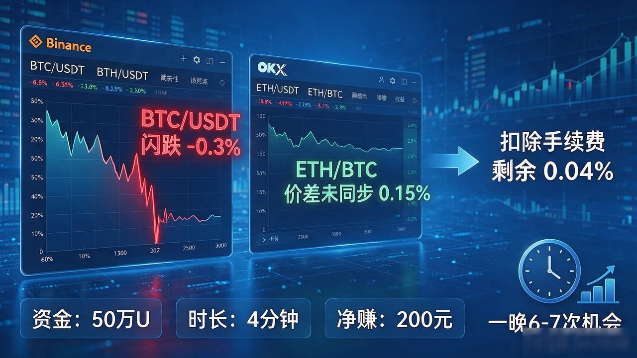 数字货币套利三角怎么赚钱？三条边同时锁价，差价就是你的利润