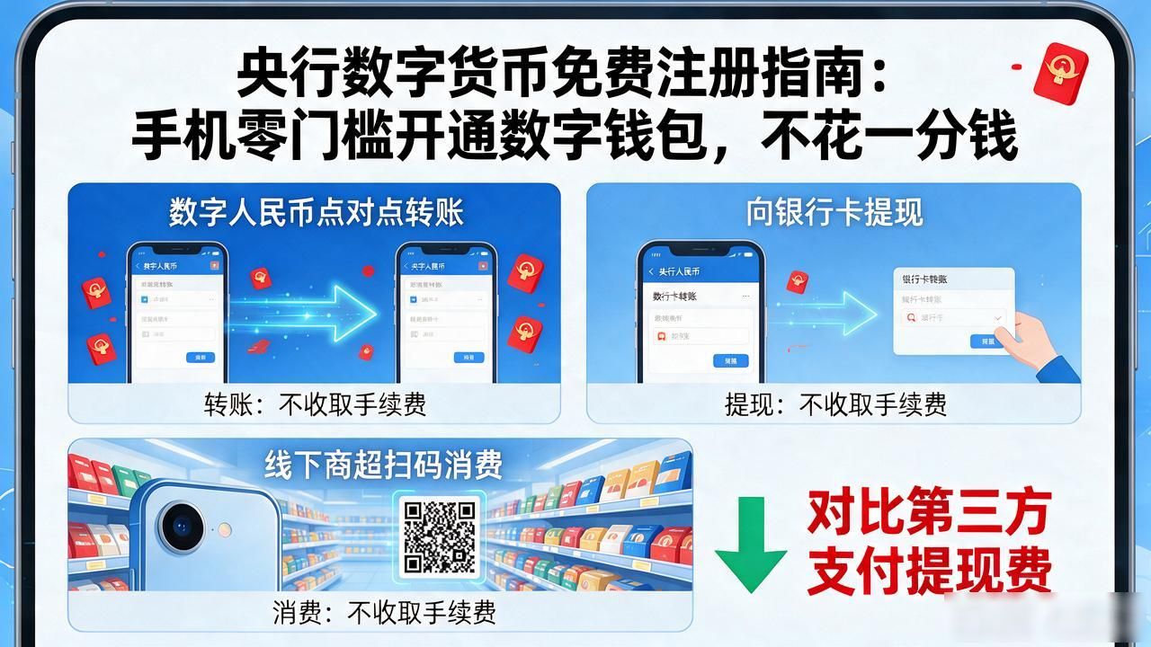 央行数字货币免费注册指南：手机零门槛开通数字钱包，不花一分钱