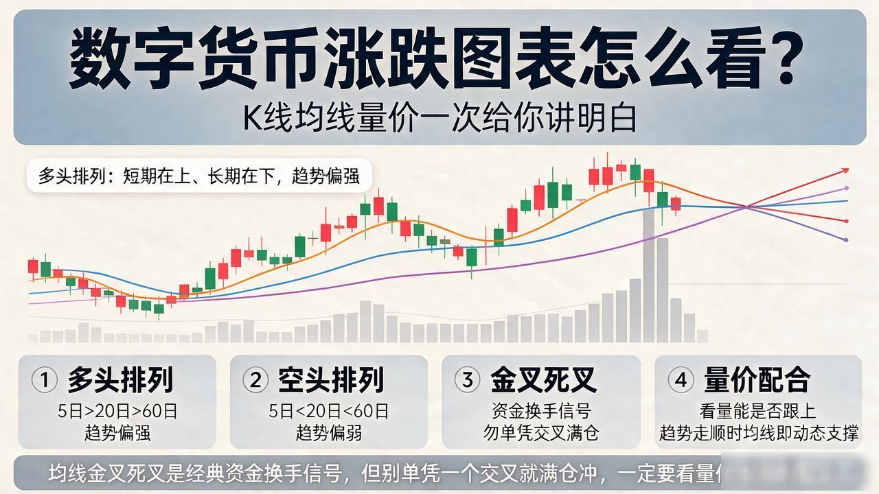 数字货币涨跌图表怎么看？K线均线量价一次给你讲明白