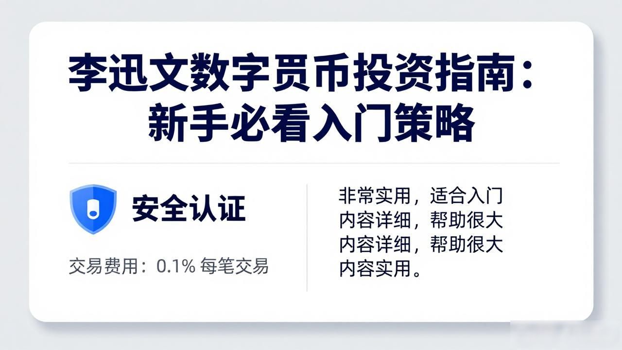 李迅文数字货币投资指南：新手必看入门策略