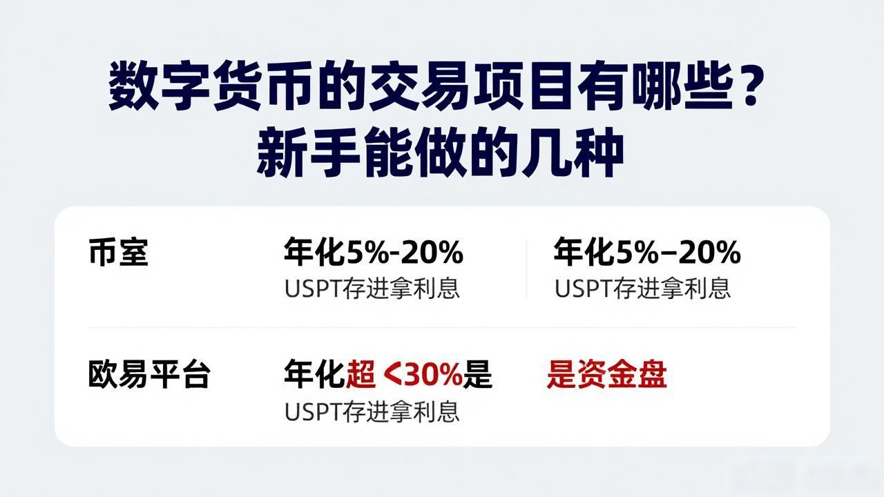 数字货币的交易项目有哪些？新手能做的几种