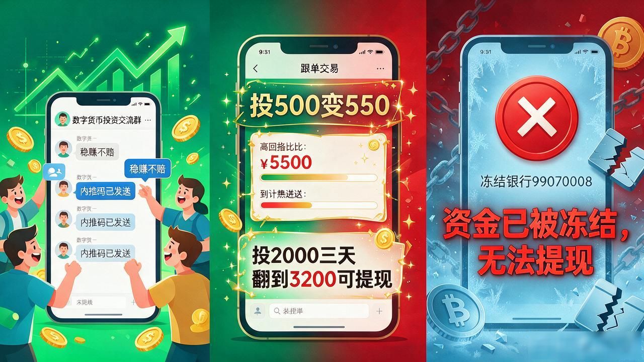 数字货币诈骗盘：从加群、跟单到资金冻结，骗子是怎么一步步割你的